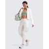 imageCRZ YOGA Cargo Joggers for Women Lightweight Ruched Workout Casual Travel Athletic Hiking Pants with PocketsMilky White Bone