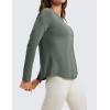 imageCRZ YOGA Pima Cotton Workout Long Sleeve Shirts for Women Athletic Crewneck Yoga Casual Tops Plain TShirtGrey Sage