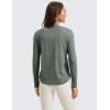 imageCRZ YOGA Pima Cotton Workout Long Sleeve Shirts for Women Athletic Crewneck Yoga Casual Tops Plain TShirtGrey Sage