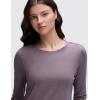 imageCRZ YOGA Pima Cotton Workout Long Sleeve Shirts for Women Athletic Crewneck Yoga Casual Tops Plain TShirtPurple Gray