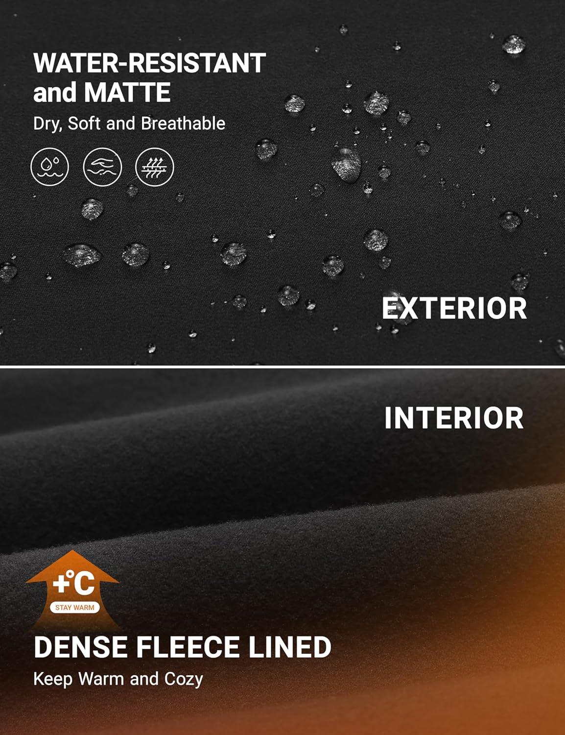 imageCRZ YOGA Womens Fleece Lined Athletic Leggings with Pockets 28quot  Water Resistant Matte Pants Winter Thermal Hiking CasualBlack