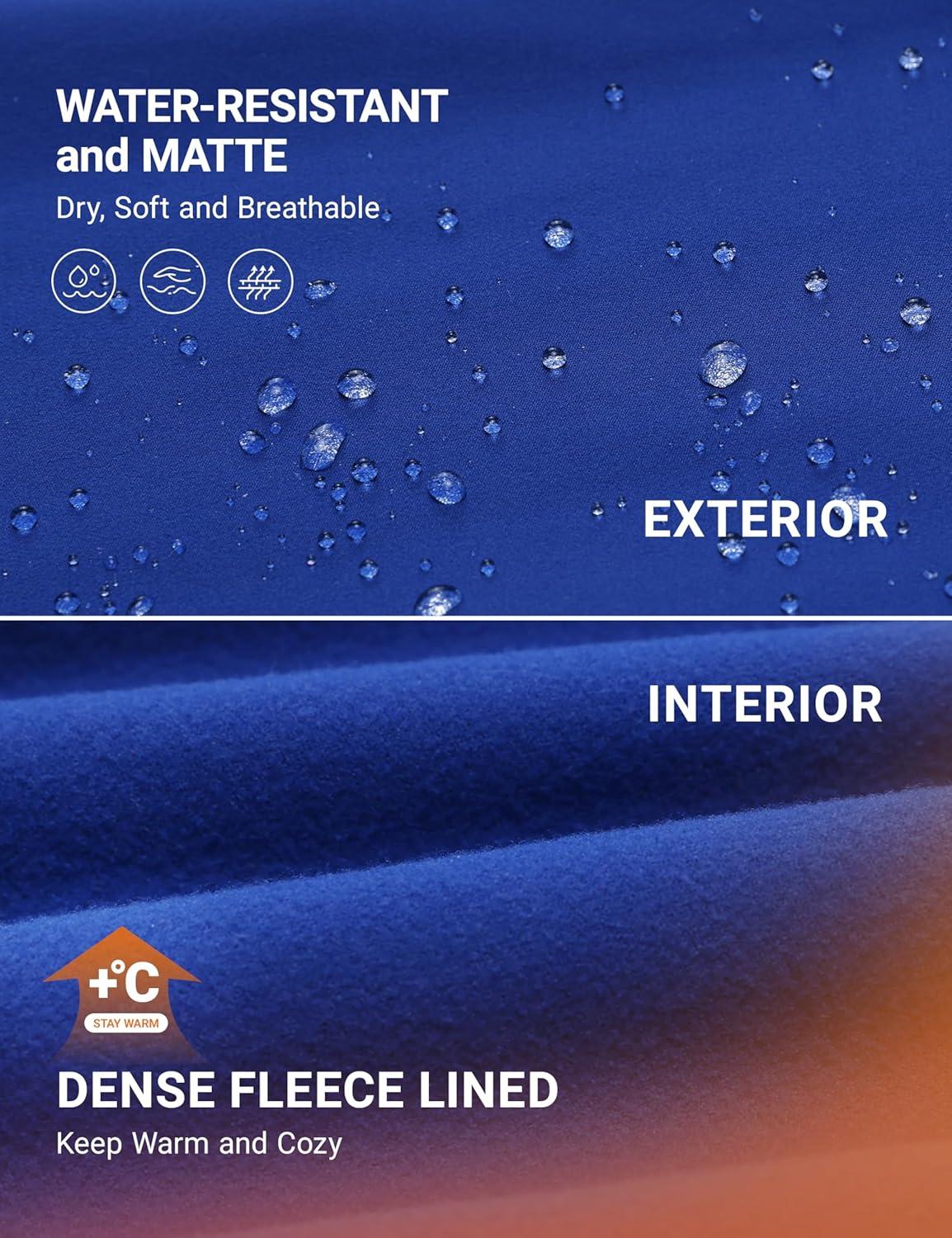 imageCRZ YOGA Womens Fleece Lined Athletic Leggings with Pockets 28quot  Water Resistant Matte Pants Winter Thermal Hiking CasualWaves Blue