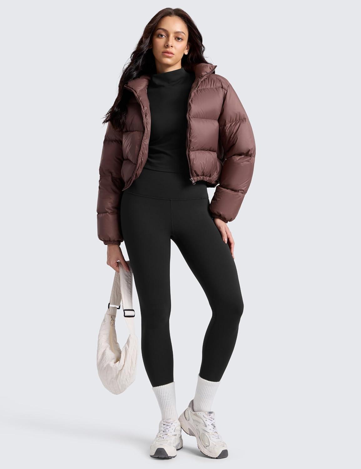 imageCRZ YOGA Womens Fleece Lined Leggings 28  Matte Thermal Winter Warm Full Length Pants Casual Lounge Yoga WorkoutBlack