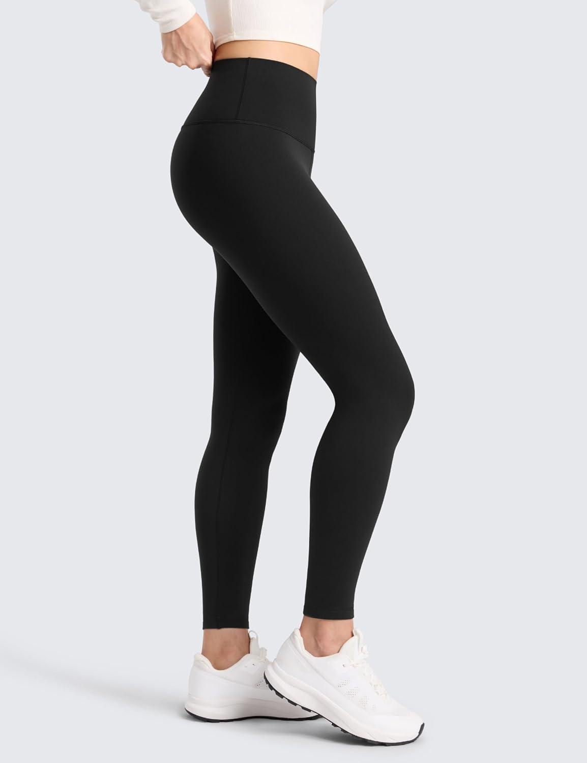 imageCRZ YOGA Womens Fleece Lined Leggings 28  Matte Thermal Winter Warm Full Length Pants Casual Lounge Yoga WorkoutBlack