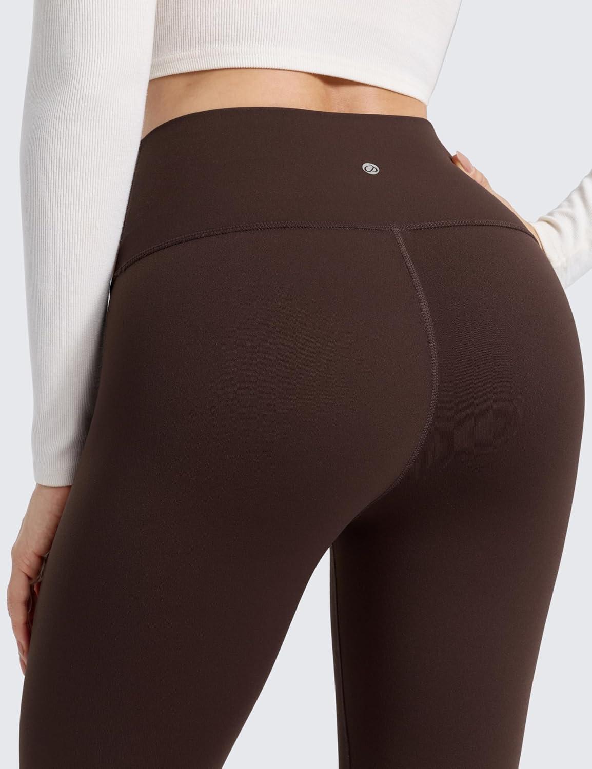 imageCRZ YOGA Womens Fleece Lined Leggings 28  Matte Thermal Winter Warm Full Length Pants Casual Lounge Yoga WorkoutHot Fudge Brown