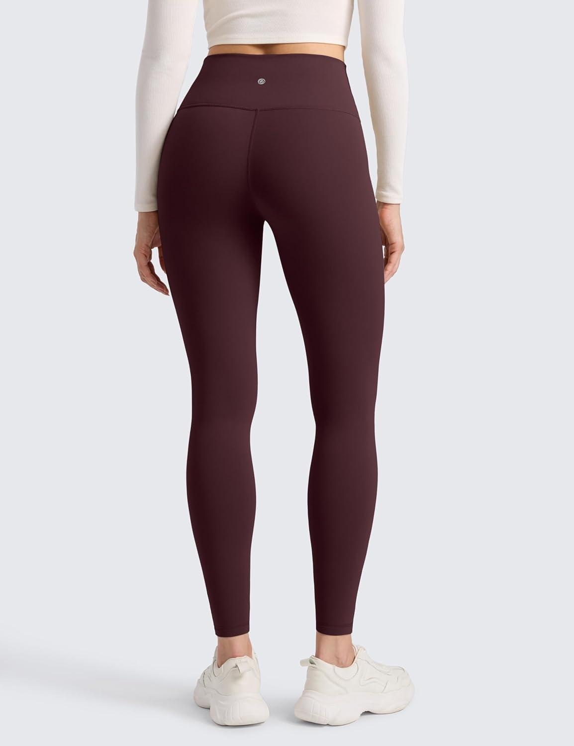 imageCRZ YOGA Womens Fleece Lined Leggings 28  Matte Thermal Winter Warm Full Length Pants Casual Lounge Yoga WorkoutRipe Plum
