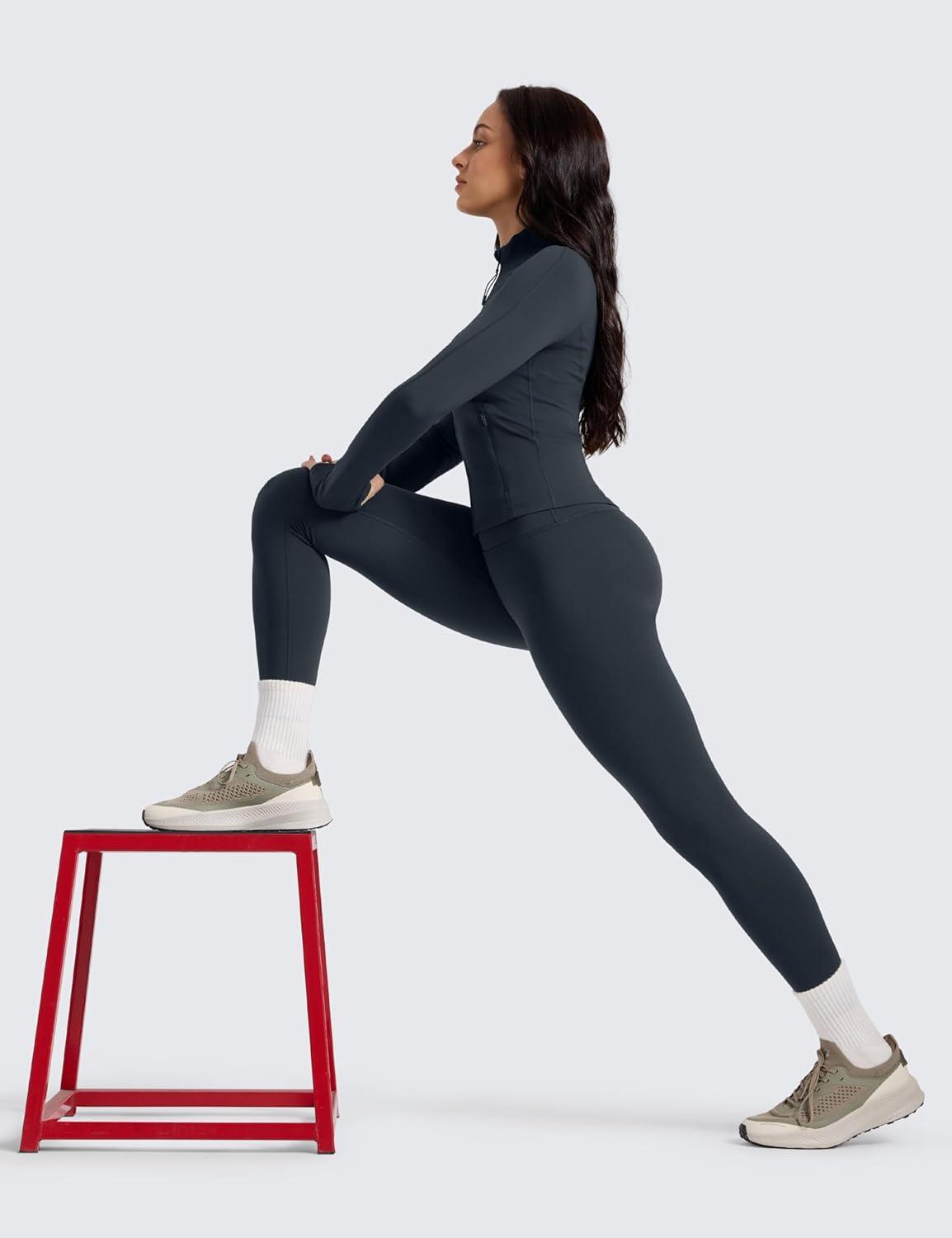 imageCRZ YOGA Womens Fleece Lined Leggings 28  Matte Thermal Winter Warm Full Length Pants Casual Lounge Yoga WorkoutTrue Navy