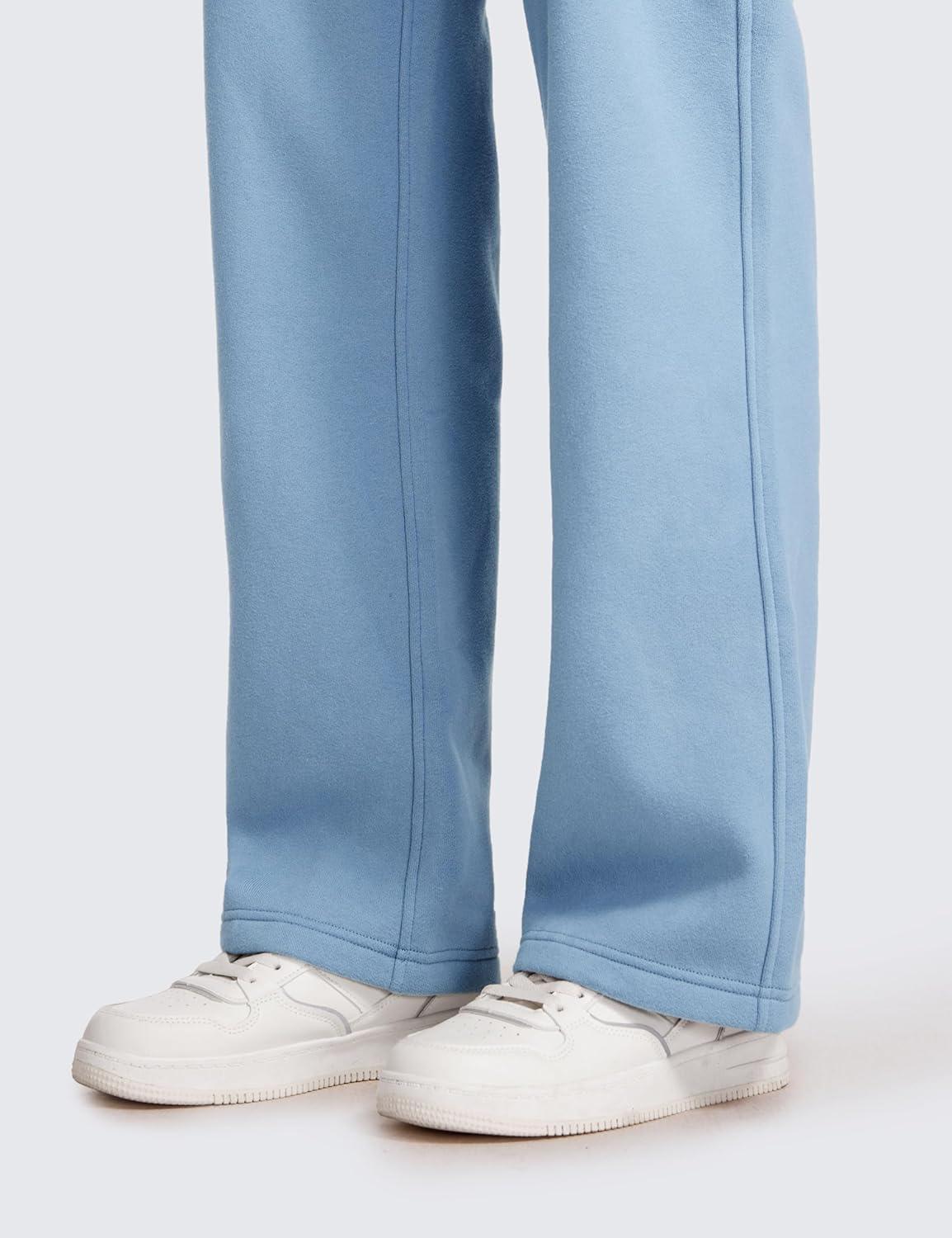 imageCRZ YOGA Cotton Fleece Lined Sweatpants Women 28quot30quot Straight Leg Casual Lounge Sweat Pants for WomenCambric Blue
