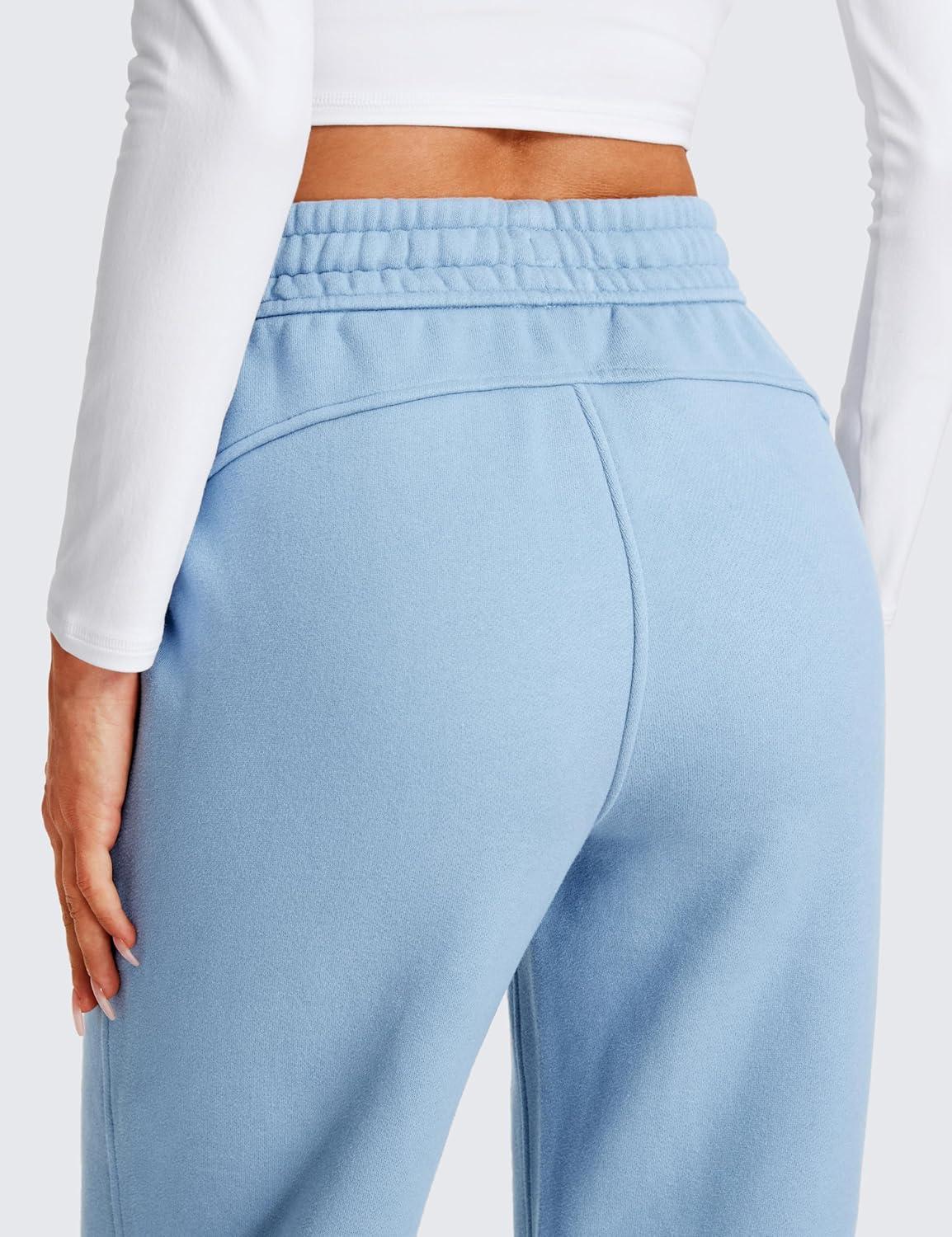 imageCRZ YOGA Cotton Fleece Lined Sweatpants Women 28quot30quot Straight Leg Casual Lounge Sweat Pants for WomenCambric Blue