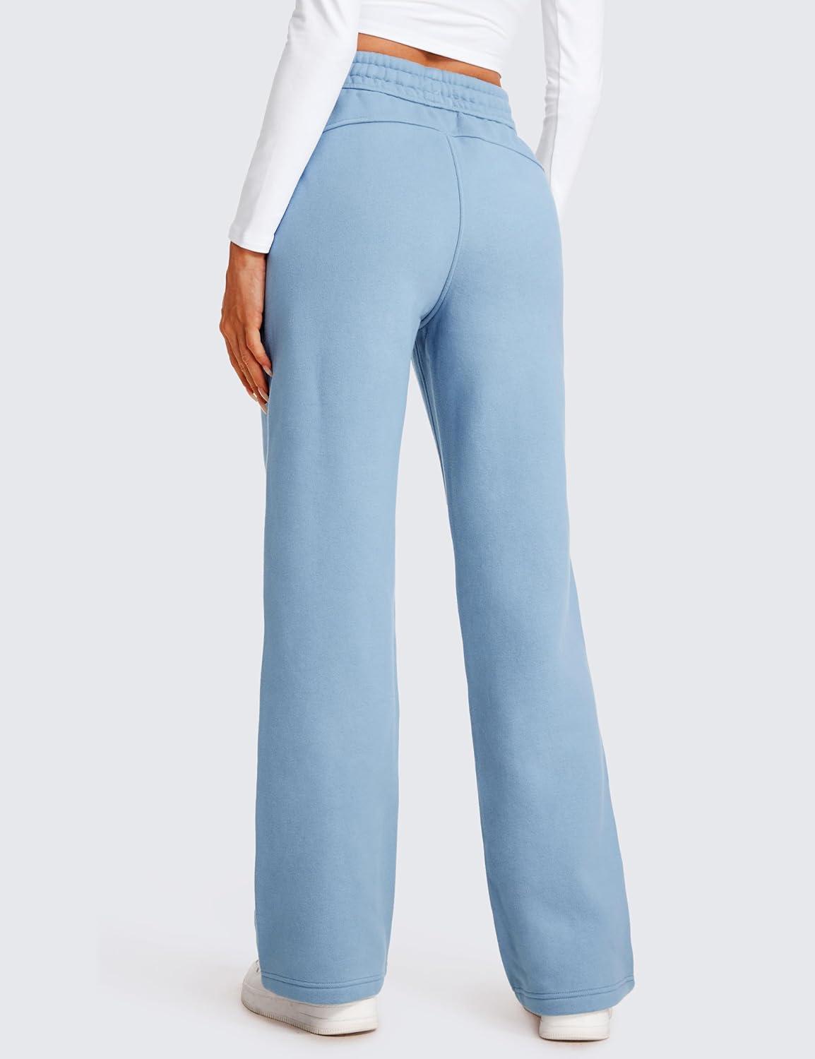 imageCRZ YOGA Cotton Fleece Lined Sweatpants Women 28quot30quot Straight Leg Casual Lounge Sweat Pants for WomenCambric Blue