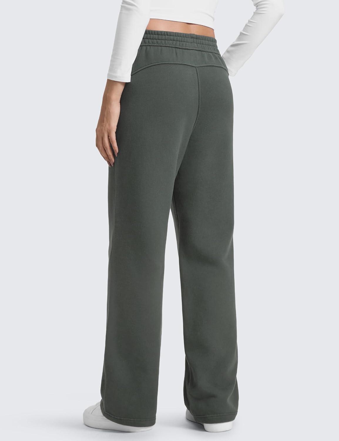imageCRZ YOGA Cotton Fleece Lined Sweatpants Women 28quot30quot Straight Leg Casual Lounge Sweat Pants for WomenGrey Sage