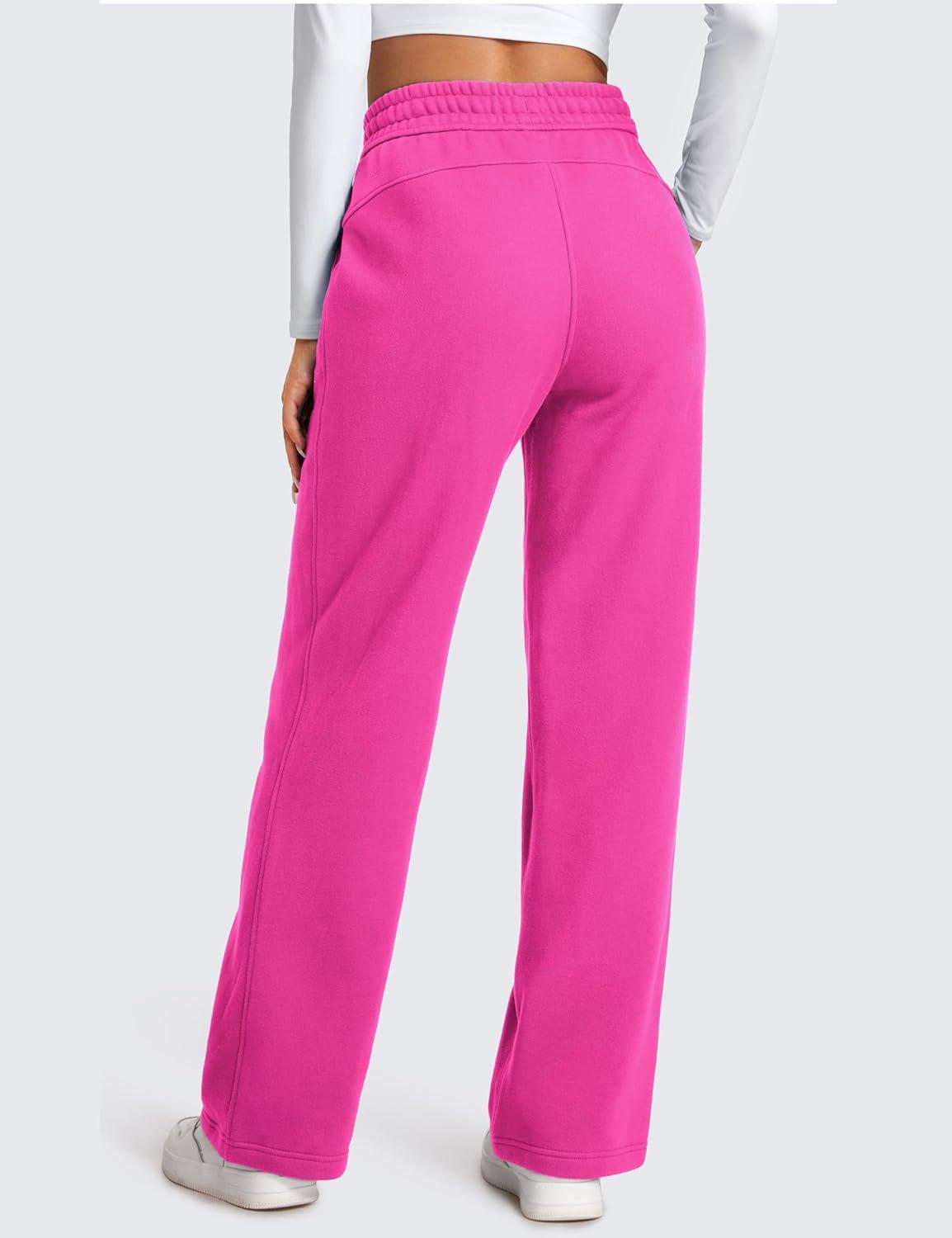 imageCRZ YOGA Cotton Fleece Lined Sweatpants Women 28quot30quot Straight Leg Casual Lounge Sweat Pants for WomenHibiscus Purple