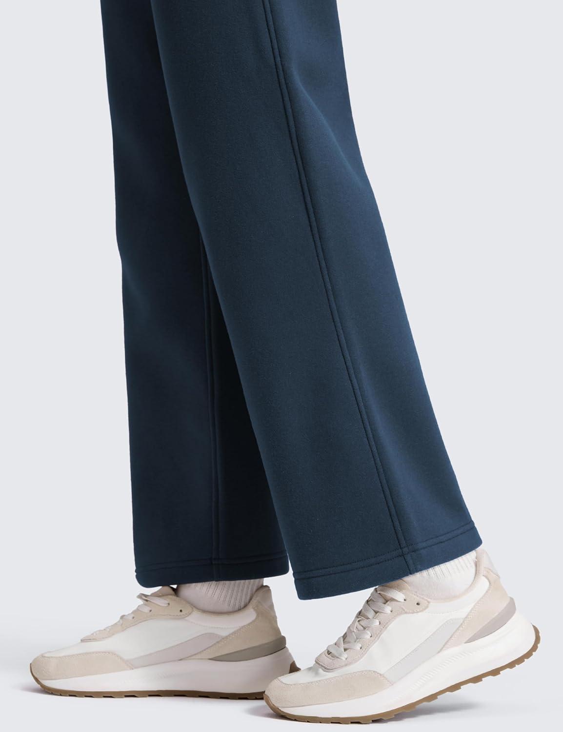 imageCRZ YOGA Cotton Fleece Lined Sweatpants Women 28quot30quot Straight Leg Casual Lounge Sweat Pants for WomenInk Blue