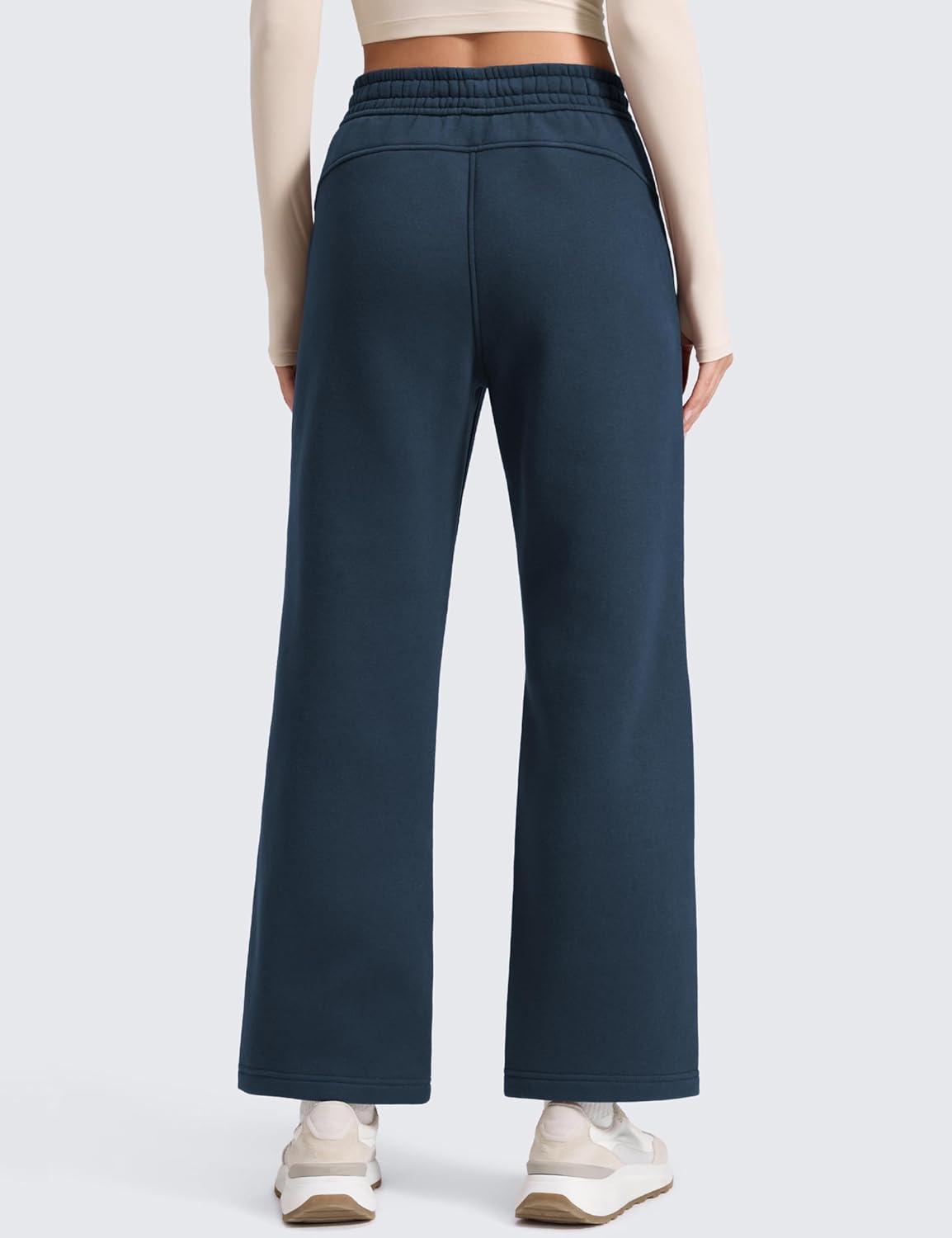 imageCRZ YOGA Cotton Fleece Lined Sweatpants Women 28quot30quot Straight Leg Casual Lounge Sweat Pants for WomenInk Blue