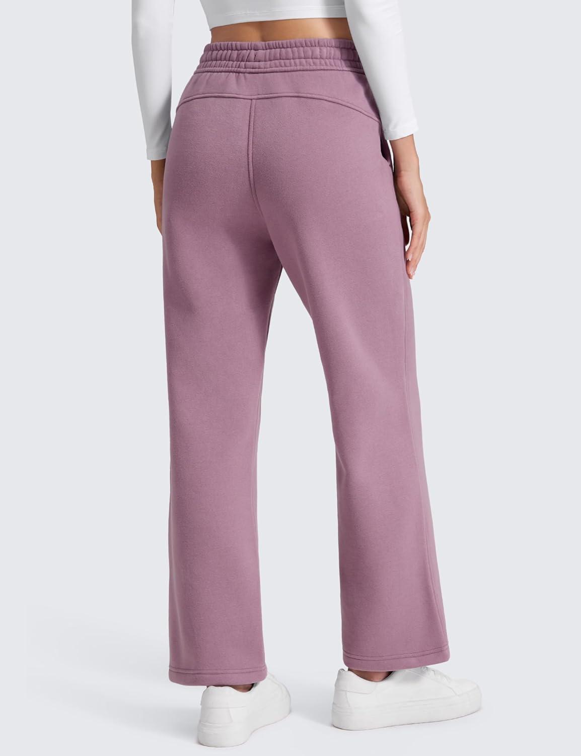 imageCRZ YOGA Cotton Fleece Lined Sweatpants Women 28quot30quot Straight Leg Casual Lounge Sweat Pants for WomenLight Lavender