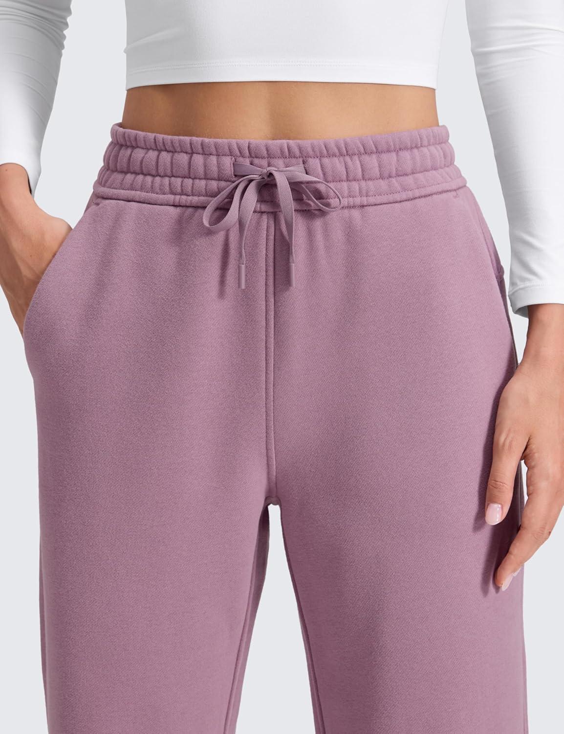 imageCRZ YOGA Cotton Fleece Lined Sweatpants Women 28quot30quot Straight Leg Casual Lounge Sweat Pants for WomenLight Lavender