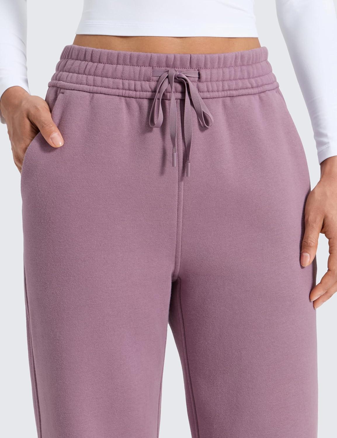 imageCRZ YOGA Cotton Fleece Lined Sweatpants Women 28quot30quot Straight Leg Casual Lounge Sweat Pants for WomenLight Lavender
