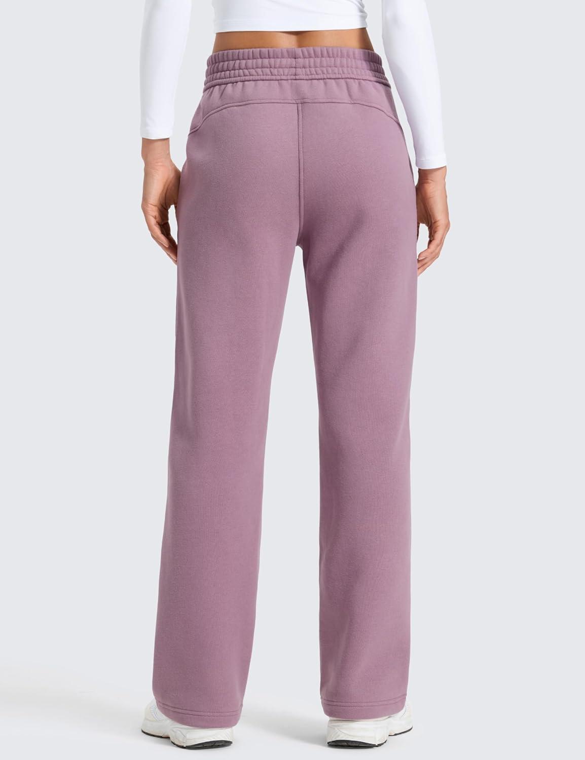 imageCRZ YOGA Cotton Fleece Lined Sweatpants Women 28quot30quot Straight Leg Casual Lounge Sweat Pants for WomenLight Lavender