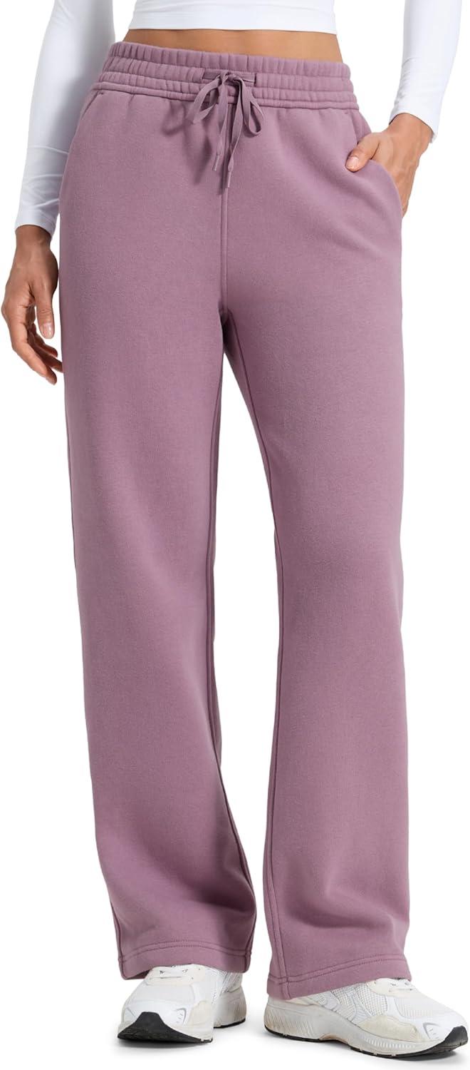 imageCRZ YOGA Cotton Fleece Lined Sweatpants Women 28quot30quot Straight Leg Casual Lounge Sweat Pants for WomenLight Lavender
