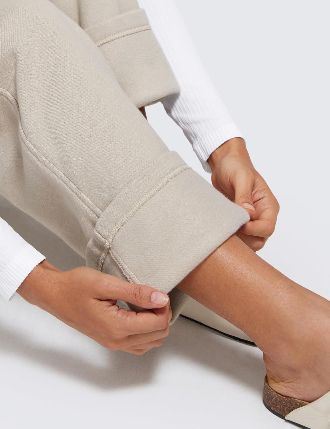 imageCRZ YOGA Cotton Fleece Lined Sweatpants Women 28quot30quot Straight Leg Casual Lounge Sweat Pants for WomenMojave Tan