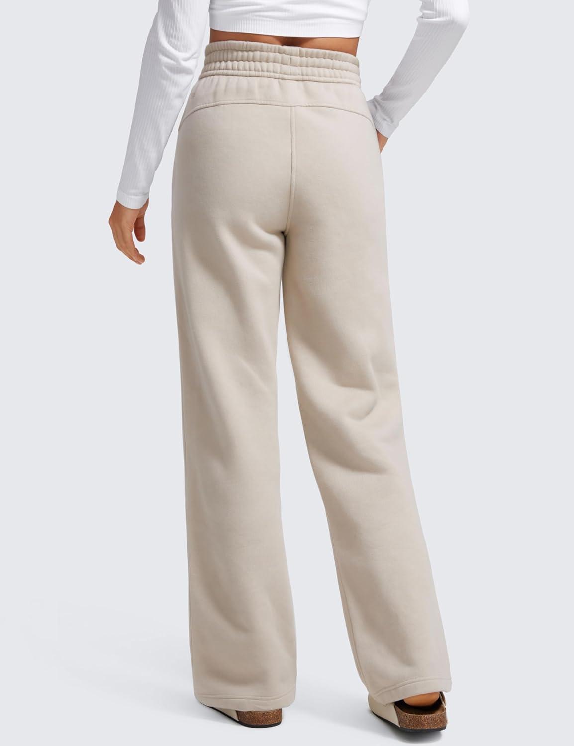 imageCRZ YOGA Cotton Fleece Lined Sweatpants Women 28quot30quot Straight Leg Casual Lounge Sweat Pants for WomenMojave Tan
