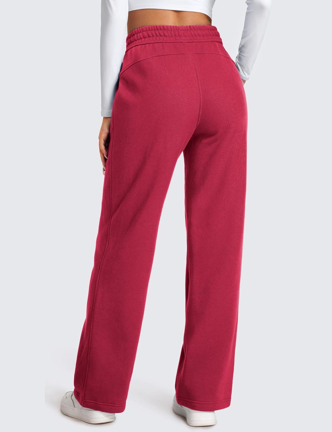 imageCRZ YOGA Cotton Fleece Lined Sweatpants Women 28quot30quot Straight Leg Casual Lounge Sweat Pants for WomenPomegranate