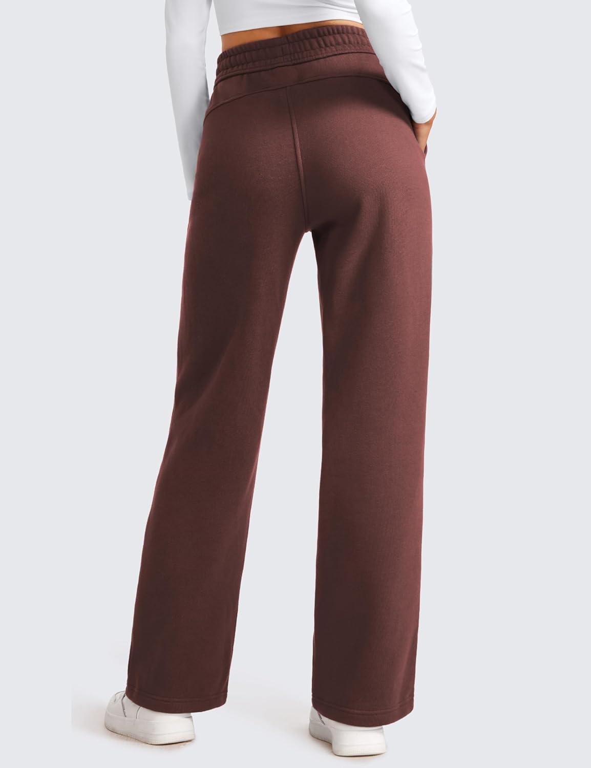 imageCRZ YOGA Cotton Fleece Lined Sweatpants Women 28quot30quot Straight Leg Casual Lounge Sweat Pants for WomenTaupe