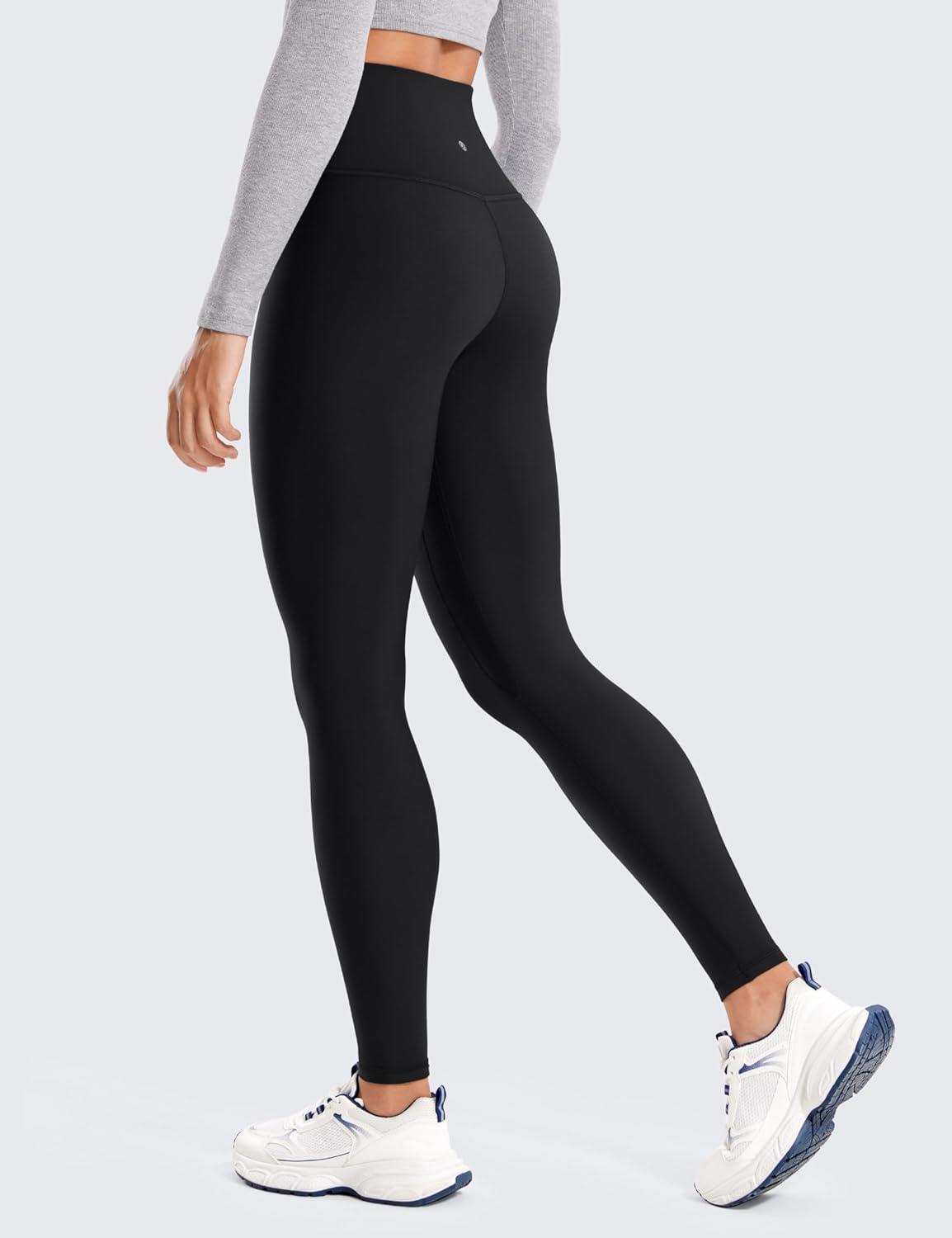 imageCRZ YOGA Womens Fleece Lined Leggings 28  Thermal Winter Warm Full Length Pants Casual Lounge Yoga WorkoutBlack