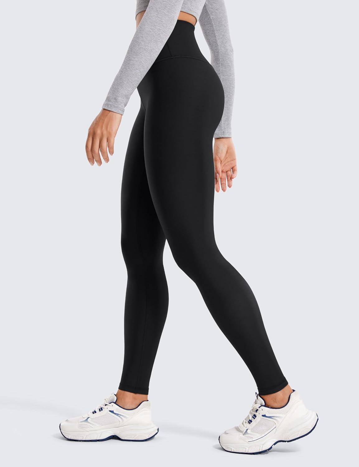 imageCRZ YOGA Womens Fleece Lined Leggings 28  Thermal Winter Warm Full Length Pants Casual Lounge Yoga WorkoutBlack