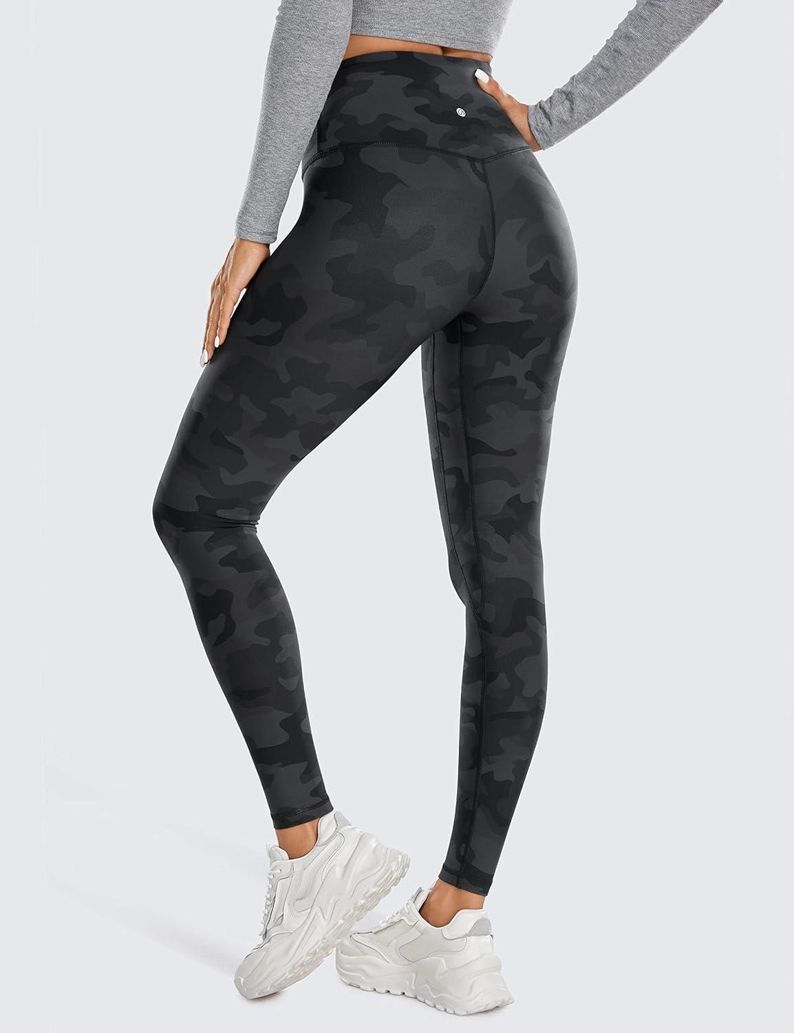 imageCRZ YOGA Womens Fleece Lined Leggings 28  Thermal Winter Warm Full Length Pants Casual Lounge Yoga WorkoutDark Grey Camouflage