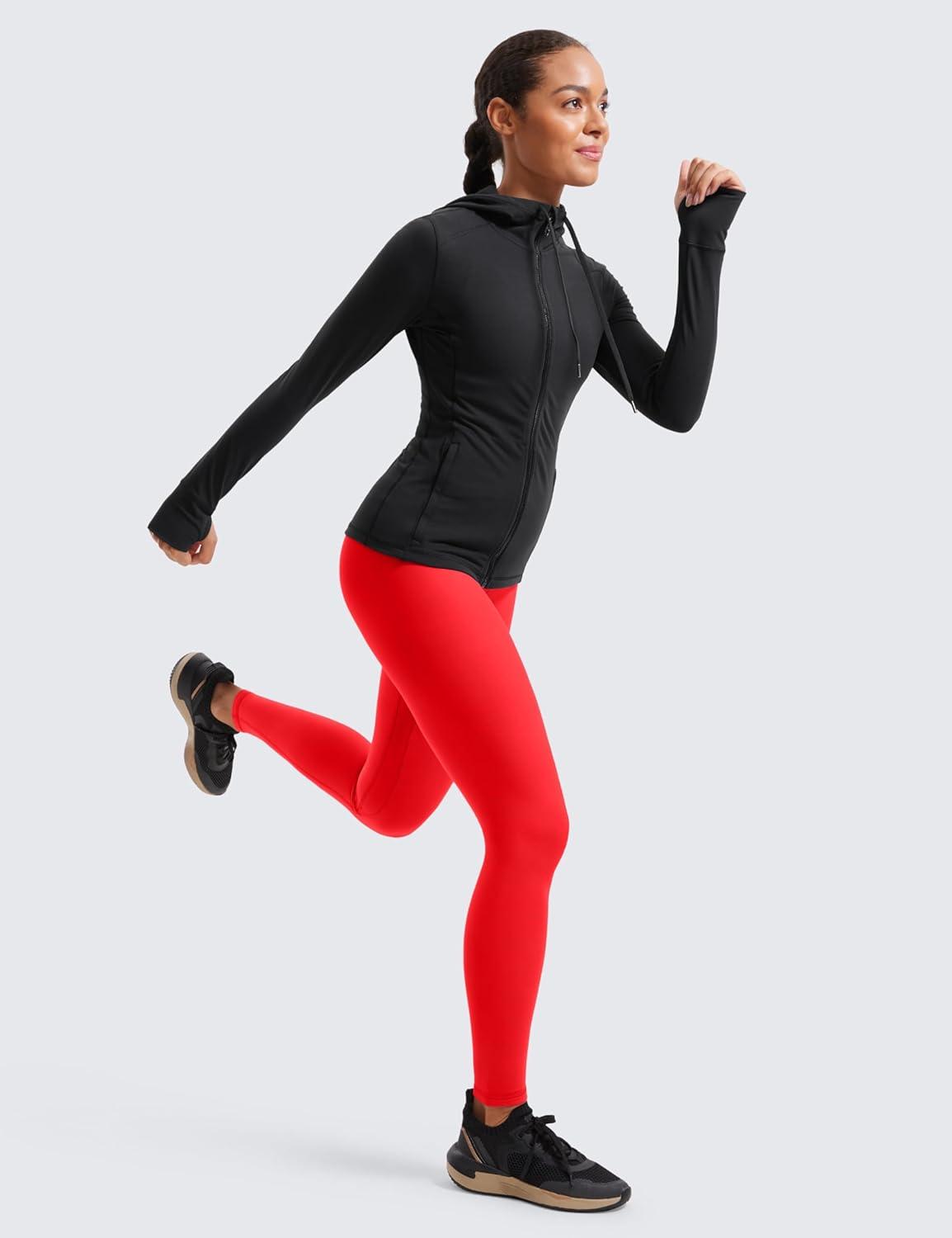 imageCRZ YOGA Womens Fleece Lined Leggings 28  Thermal Winter Warm Full Length Pants Casual Lounge Yoga WorkoutDark Red