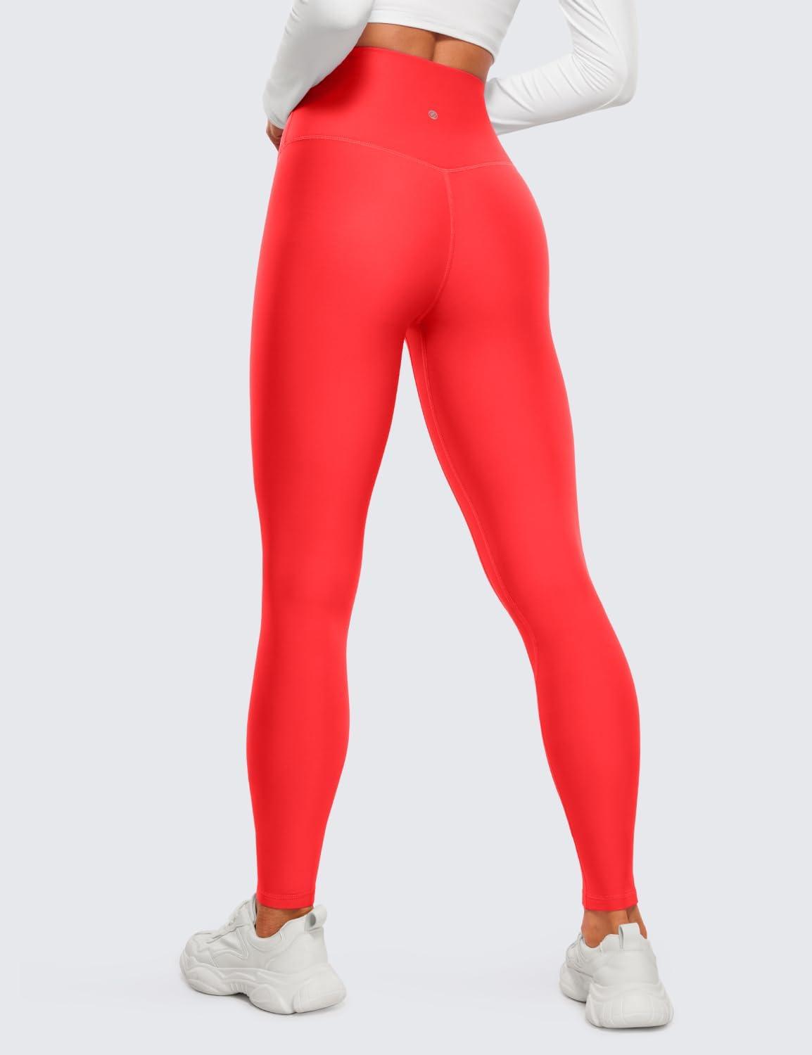 imageCRZ YOGA Womens Fleece Lined Leggings 28  Thermal Winter Warm Full Length Pants Casual Lounge Yoga WorkoutDark Red