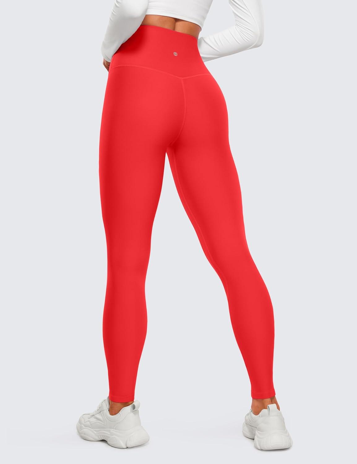 imageCRZ YOGA Womens Fleece Lined Leggings 28  Thermal Winter Warm Full Length Pants Casual Lounge Yoga WorkoutDeep Red
