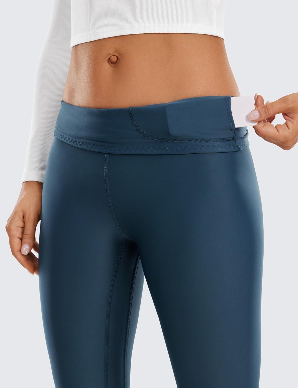 imageCRZ YOGA Womens Fleece Lined Leggings 28  Thermal Winter Warm Full Length Pants Casual Lounge Yoga WorkoutFrench Navy