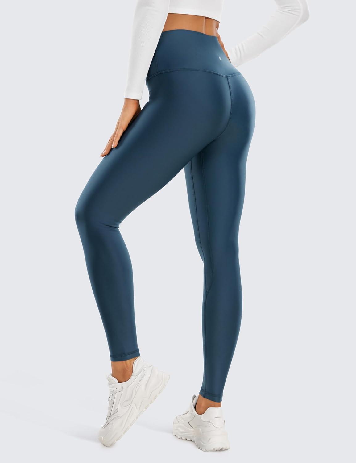 imageCRZ YOGA Womens Fleece Lined Leggings 28  Thermal Winter Warm Full Length Pants Casual Lounge Yoga WorkoutFrench Navy