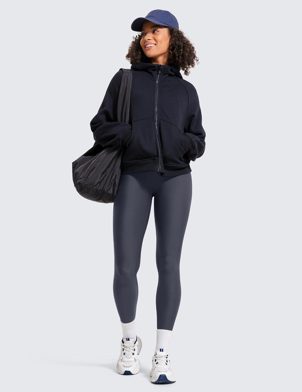 imageCRZ YOGA Womens Fleece Lined Leggings 28  Thermal Winter Warm Full Length Pants Casual Lounge Yoga WorkoutNavy