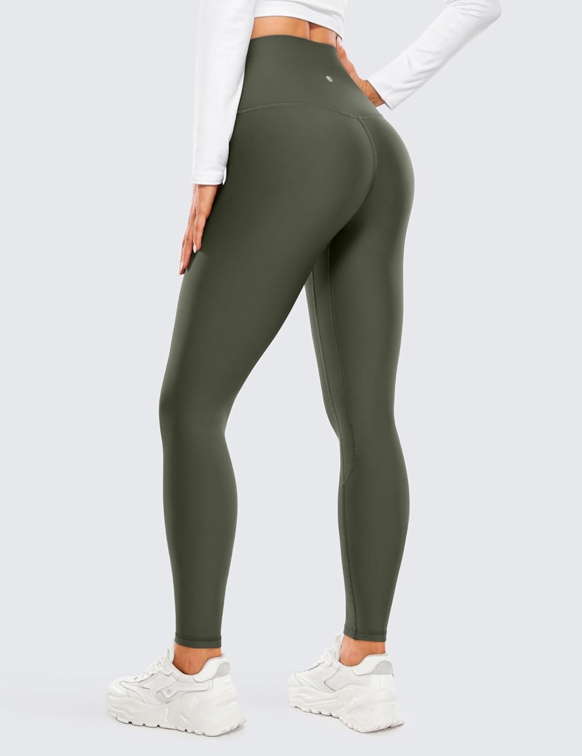 imageCRZ YOGA Womens Fleece Lined Leggings 28  Thermal Winter Warm Full Length Pants Casual Lounge Yoga WorkoutOlive Green