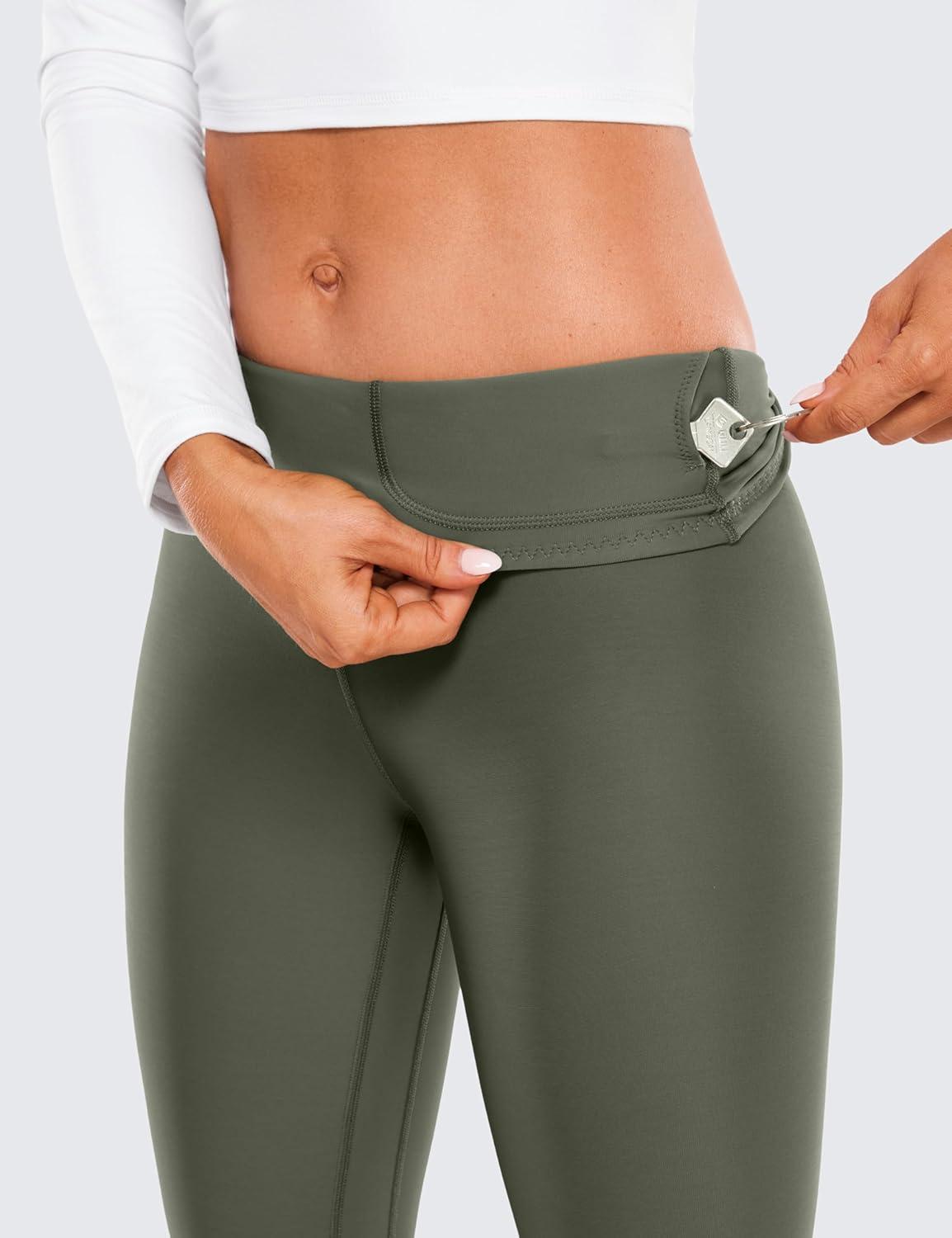 imageCRZ YOGA Womens Fleece Lined Leggings 28  Thermal Winter Warm Full Length Pants Casual Lounge Yoga WorkoutOlive Green