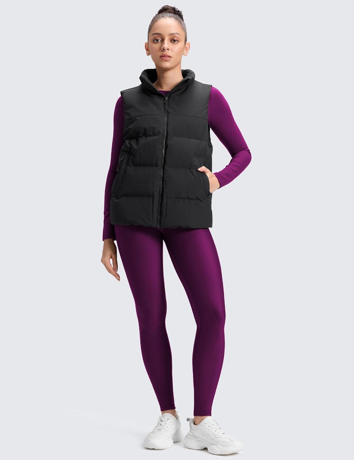 imageCRZ YOGA Womens Fleece Lined Leggings 28  Thermal Winter Warm Full Length Pants Casual Lounge Yoga WorkoutPlum Magenta