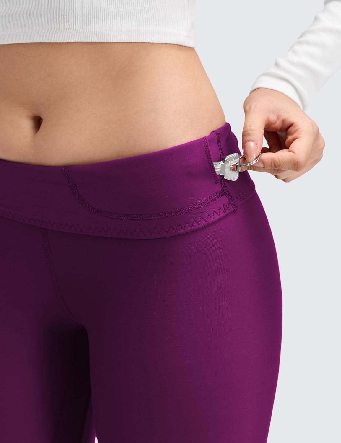 imageCRZ YOGA Womens Fleece Lined Leggings 28  Thermal Winter Warm Full Length Pants Casual Lounge Yoga WorkoutPlum Magenta
