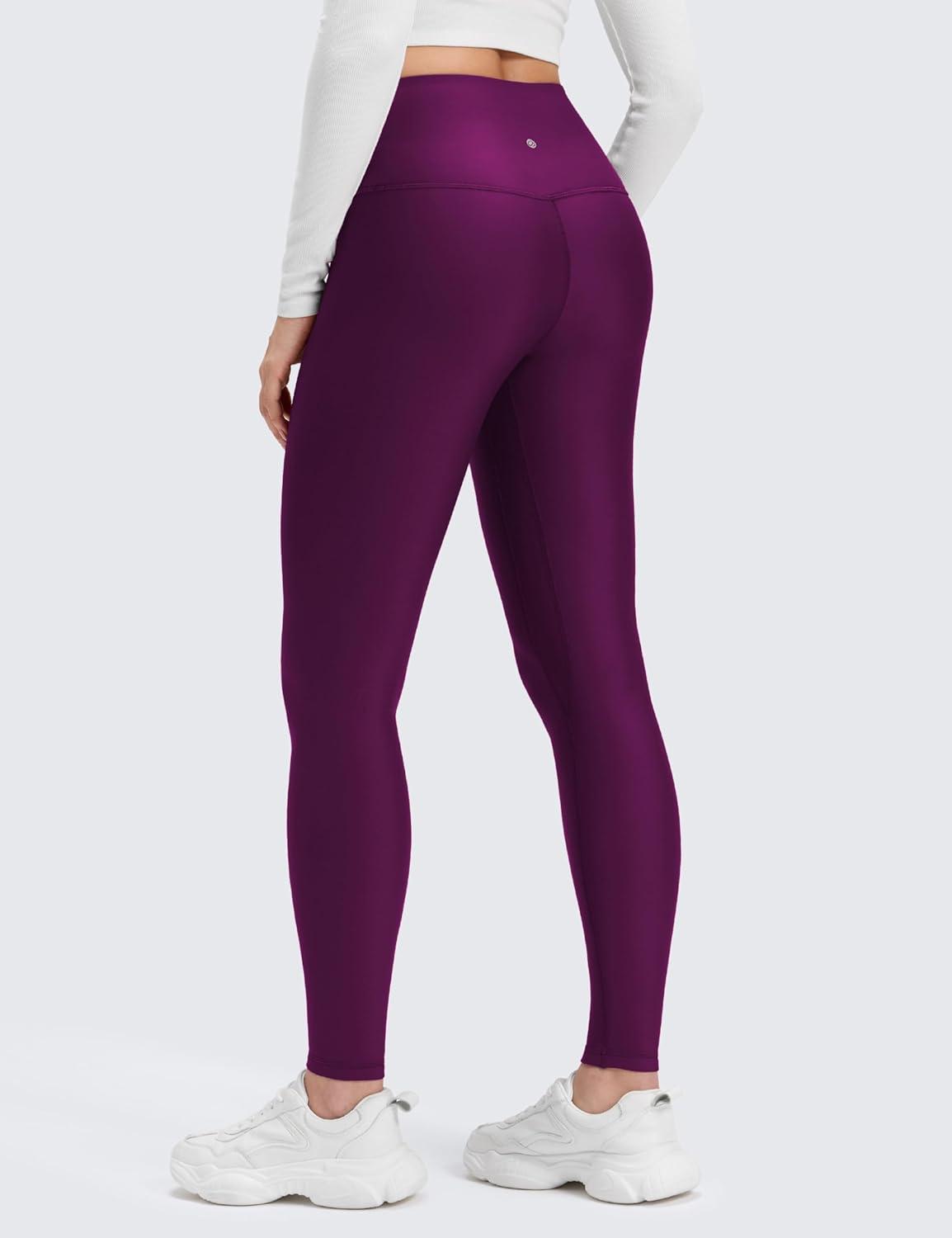 imageCRZ YOGA Womens Fleece Lined Leggings 28  Thermal Winter Warm Full Length Pants Casual Lounge Yoga WorkoutPlum Magenta