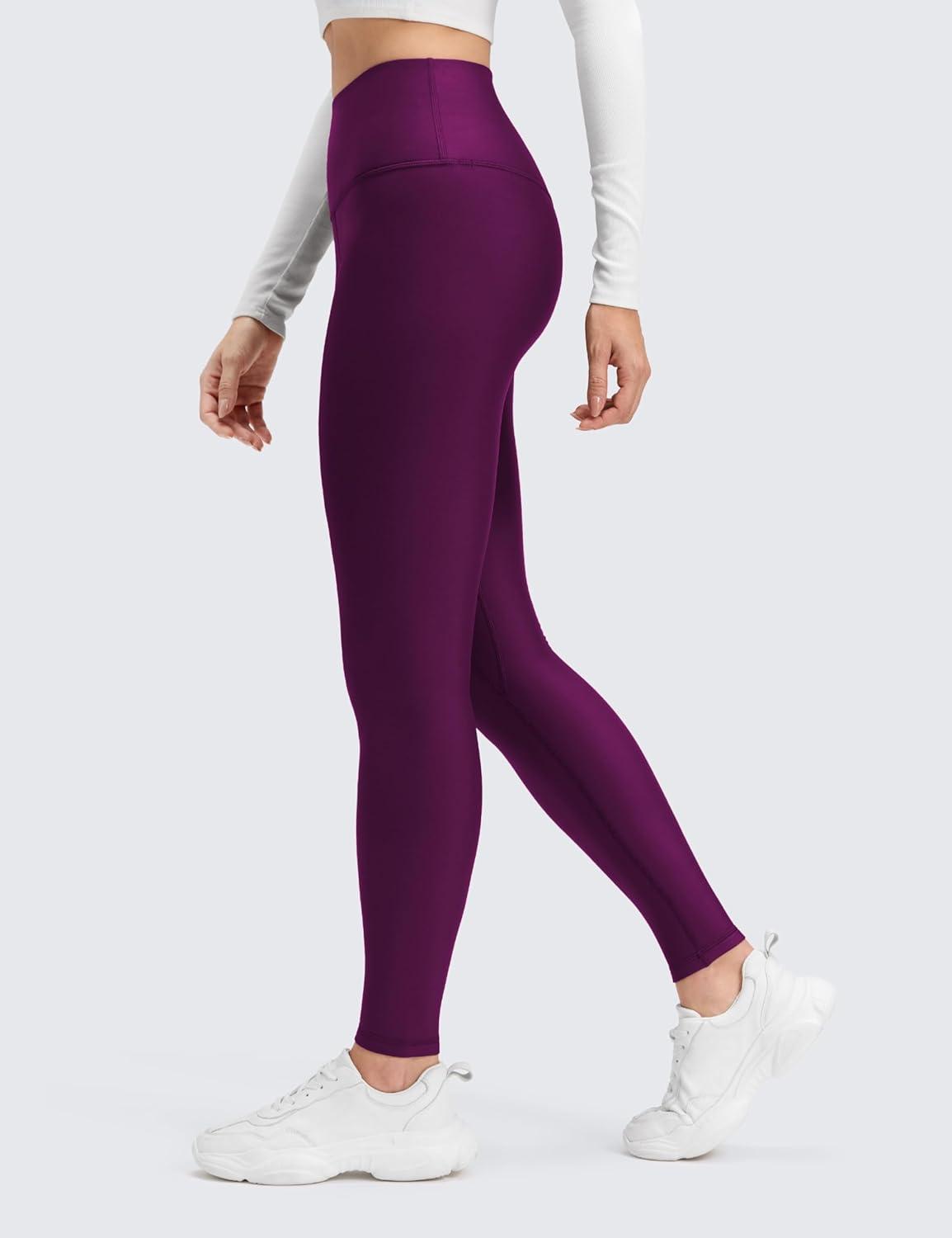 imageCRZ YOGA Womens Fleece Lined Leggings 28  Thermal Winter Warm Full Length Pants Casual Lounge Yoga WorkoutPlum Magenta