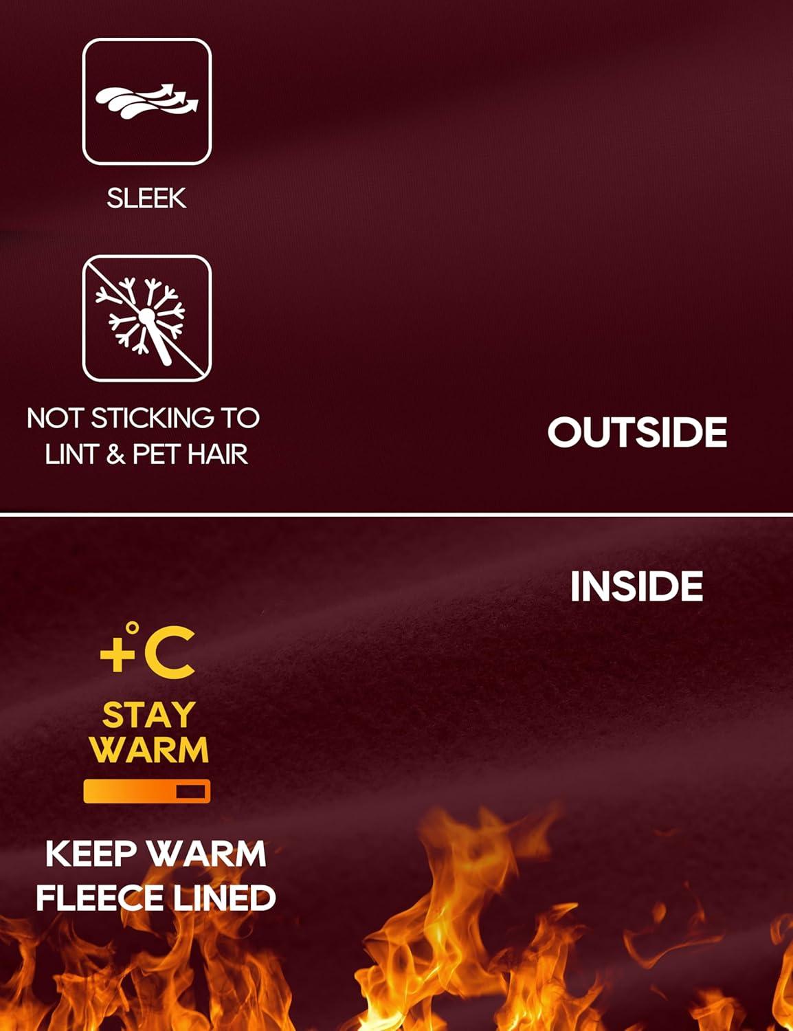 imageCRZ YOGA Womens Fleece Lined Leggings 28  Thermal Winter Warm Full Length Pants Casual Lounge Yoga WorkoutRed Merlot