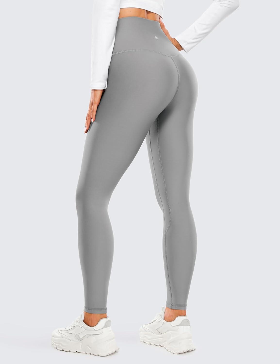imageCRZ YOGA Womens Fleece Lined Leggings 28  Thermal Winter Warm Full Length Pants Casual Lounge Yoga WorkoutRhino Grey