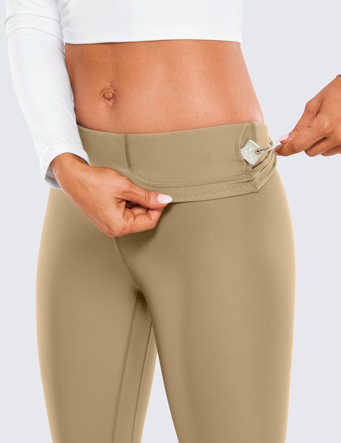 imageCRZ YOGA Womens Fleece Lined Leggings 28  Thermal Winter Warm Full Length Pants Casual Lounge Yoga WorkoutSoul Brown