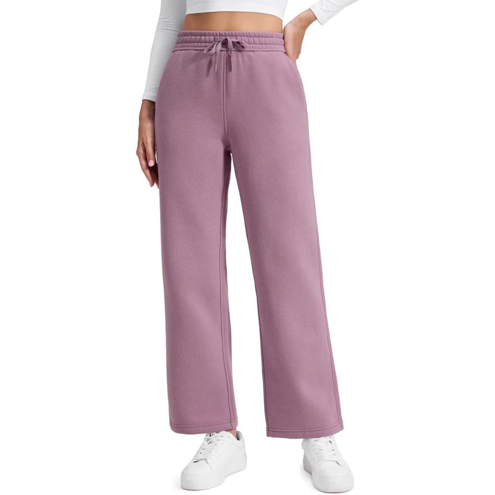 imageCRZ YOGA Cotton Fleece Lined Sweatpants Women 28quot30quot Straight Leg Casual Lounge Sweat Pants for WomenLight Lavender