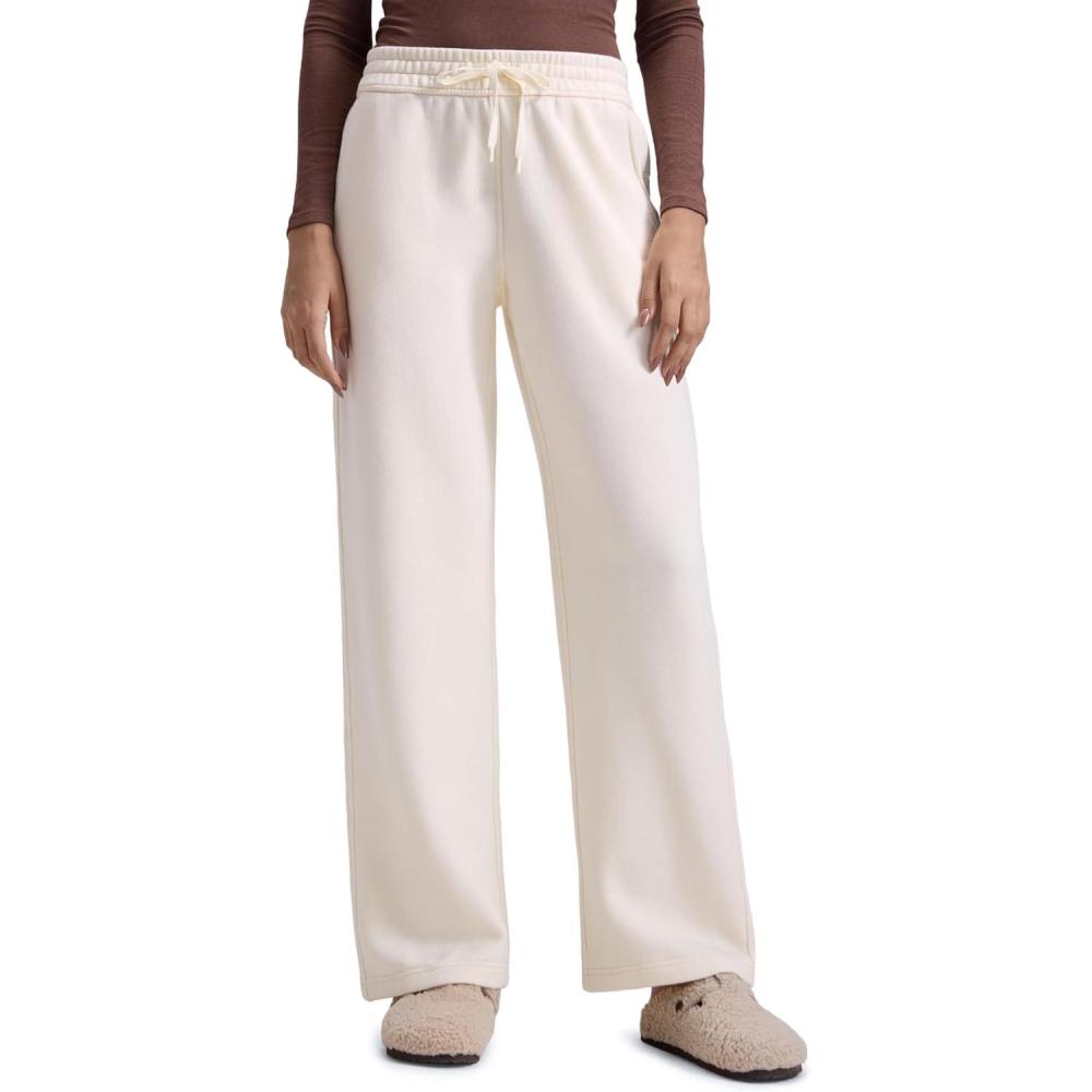 imageCRZ YOGA Cotton Fleece Lined Sweatpants Women 28quot30quot Straight Leg Casual Lounge Sweat Pants for WomenWhite Apricot