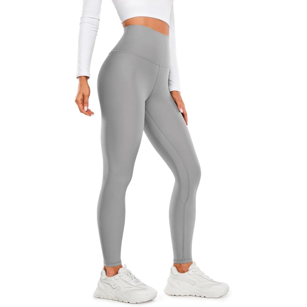 imageCRZ YOGA Womens Fleece Lined Leggings 28  Thermal Winter Warm Full Length Pants Casual Lounge Yoga WorkoutRhino Grey