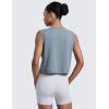 imageCRZ YOGA CottonBlend Workout Muscle Tank for Women Breathable Quick Dry High Neck Athletic Tops Casual Sleeveless ShirtsBelgian Blue