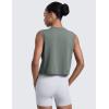 imageCRZ YOGA CottonBlend Workout Muscle Tank for Women Breathable Quick Dry High Neck Athletic Tops Casual Sleeveless ShirtsGrey Sage